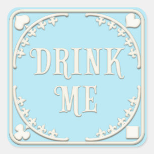 Sticker Carré "Buvez-moi" Wonderland Tea Party Cheeky Blue