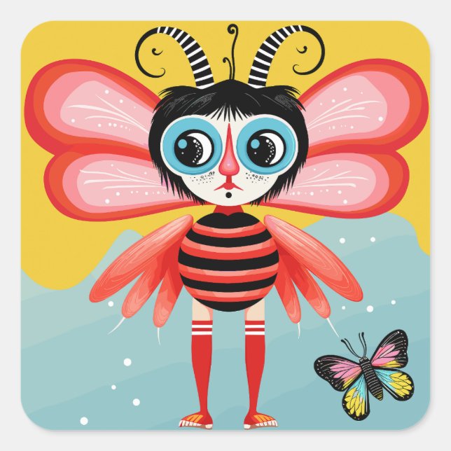Sticker Carré Buzzy Whimsy (Devant)