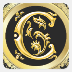 Sticker Carré C initial en or
