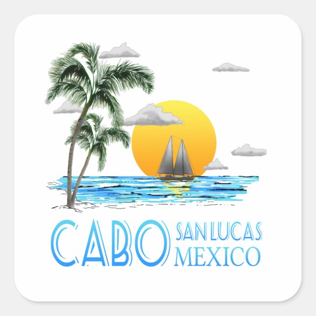 Sticker Carré Cabo à voile tropical San Lucas Mexique (Devant)