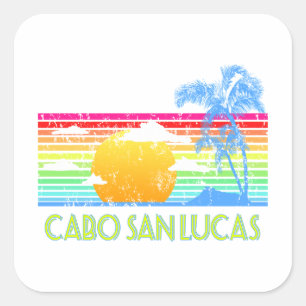 Sticker Carré Cabo Tropical vintage San Lucas