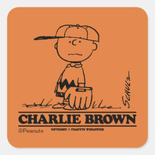 Sticker Carré cacahuètes   Charlie Brown Jouer à la balle