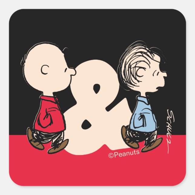 Sticker Carré cacahuètes | Charlie Brown & Linus (Devant)