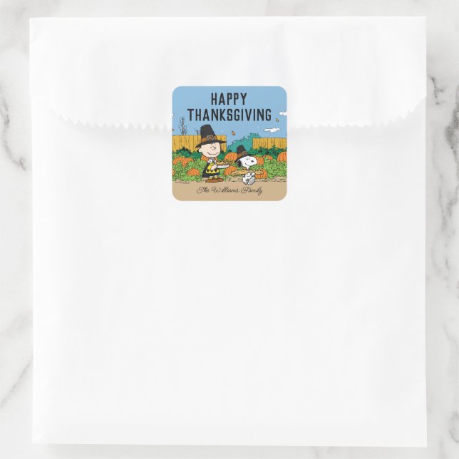 Sticker Carré cacahuètes | Charlie Brown Thanksgiving Ajouter Vo (Sac)