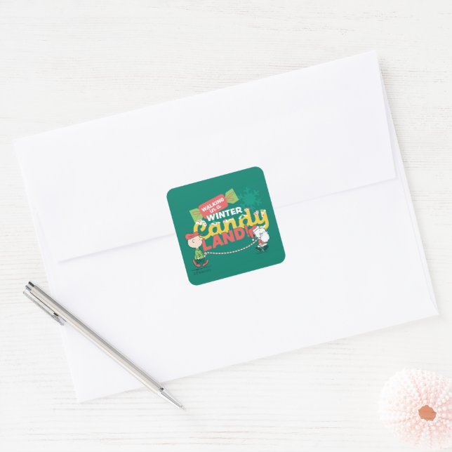 Sticker Carré cacahuètes | Marcher Dans Un Pays De Bonbons D'Hiv (Enveloppe)