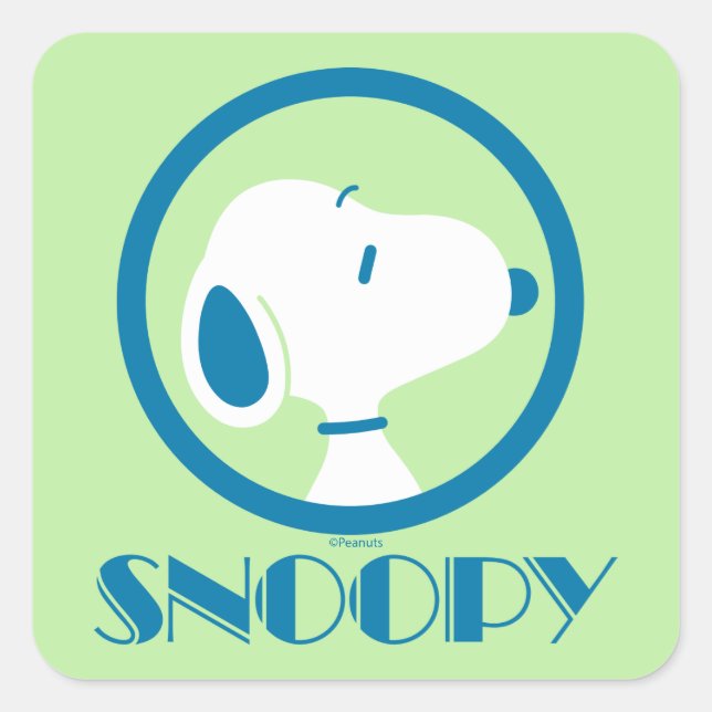 Sticker Carré cacahuètes | Snoopy Blue Deco Dreams (Devant)