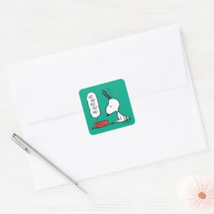 Sticker Carré cacahuètes   Snoopy Ho Ho Ho Plat alimentaire