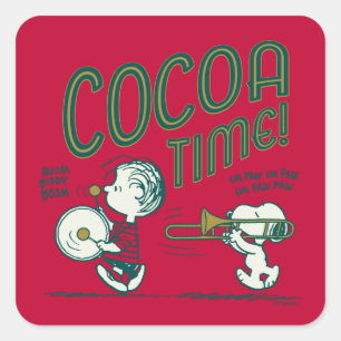 Sticker Carré cacahuètes   Snoopy & Linus Cocoa Time