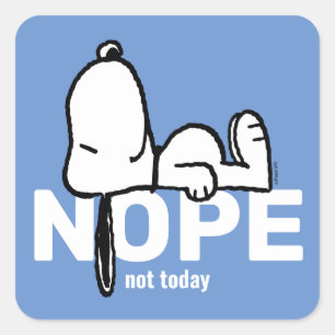 Sticker Carré cacahuètes   Snoopy Pas aujourd'hui