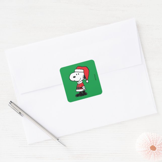 Sticker Carré cacahuètes | Snoopy Santa Claus (Enveloppe)