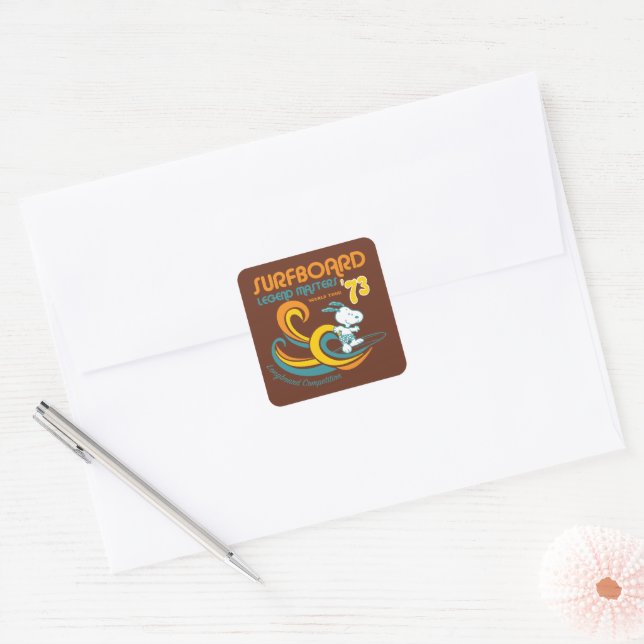 Sticker Carré cacahuètes | Snoopy Surboard Longboard Competition (Enveloppe)