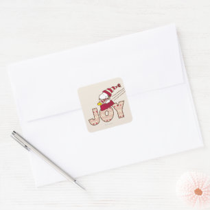 Sticker Carré cacahuètes   Snoopy & Woodstock Joy Sled Ride