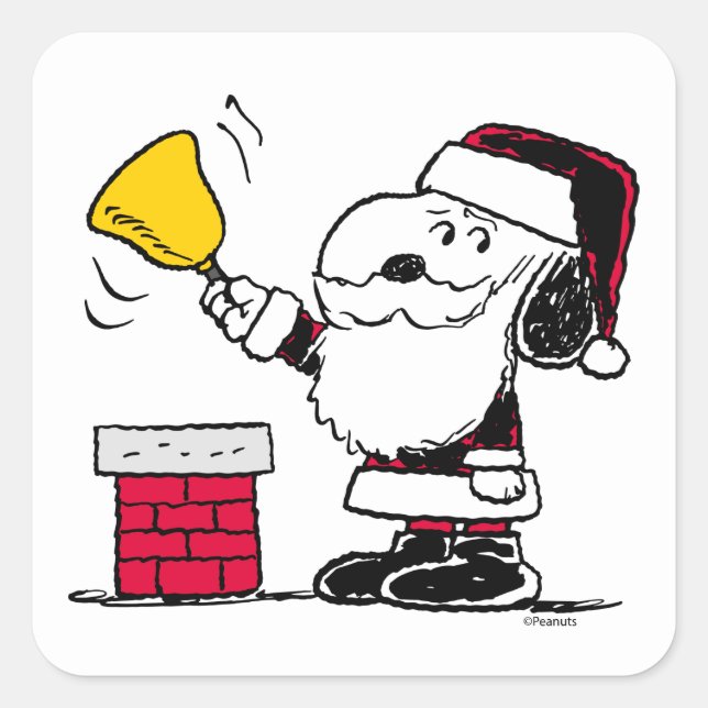 Sticker Carré cacahuètes | Snoopy & Woodstock Père Noël Bell Rin (Devant)