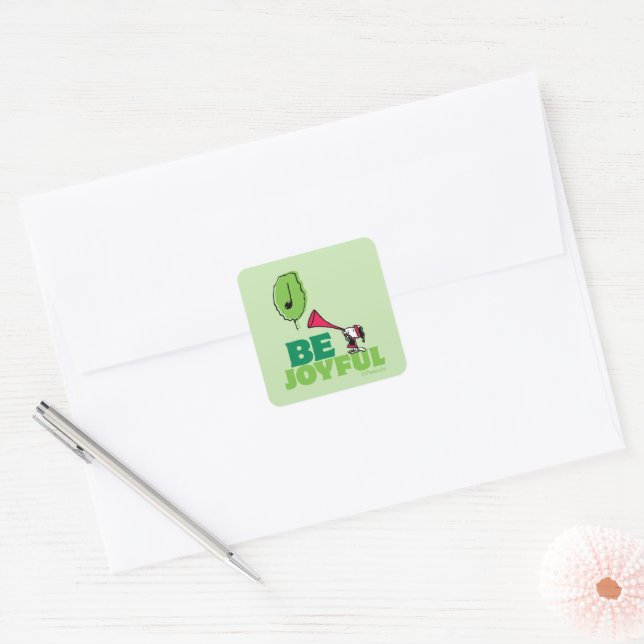Sticker Carré cacahuètes | Woodstock Soyez Joyeux (Enveloppe)