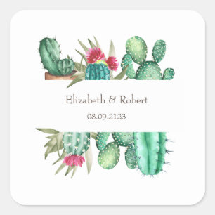 Sticker Carré Cactus aquarelle