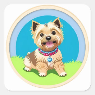 Sticker Carré Cadeau adorable pour amateur de chiots dessin anim