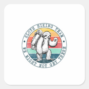 Sticker Carré Cadeau Camper Sloth Randonnée Team Anniversaire