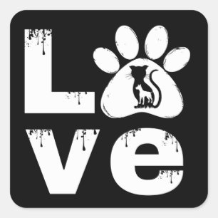 STICKER CARRÉ CADEAU D'ANIMAL DE COMPAGNIE PATTE D'AMOUR