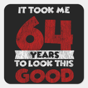Sticker Carré Cadeau d'anniversaire drôle de 64 ans