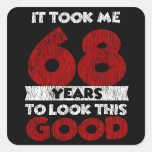 Sticker Carré Cadeau d'anniversaire drôle de 68 ans