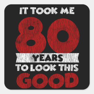 Sticker Carré Cadeau d'anniversaire drôle de 80 ans