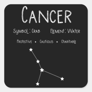 Sticker Carré Cadeau d'anniversaire pour Cancer Vintage Signe du