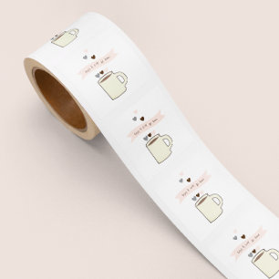 Sticker Carré Cadeau de Baby Shower Café