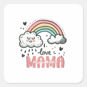 Sticker Carré Cadeau de la fête des mères   J'aime maman
