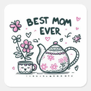 Sticker Carré Cadeau de la fête des mères   Meilleure maman jama