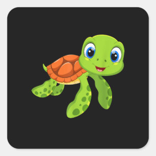Sticker Carré Cadeau de la petite tortue de mer
