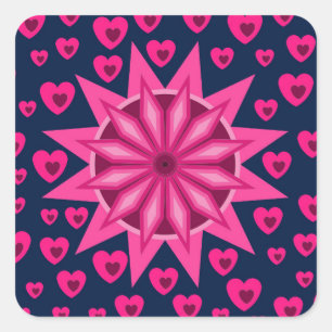 STICKER CARRÉ CADEAU DE LA SAINT-VALENTIN, ANNIVERSAIRE AVEC DES