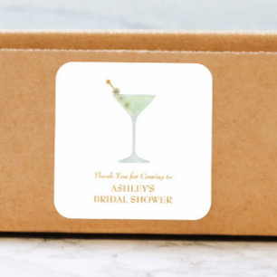 Sticker Carré Cadeau de mariage Cocktail Martini Enterrement de