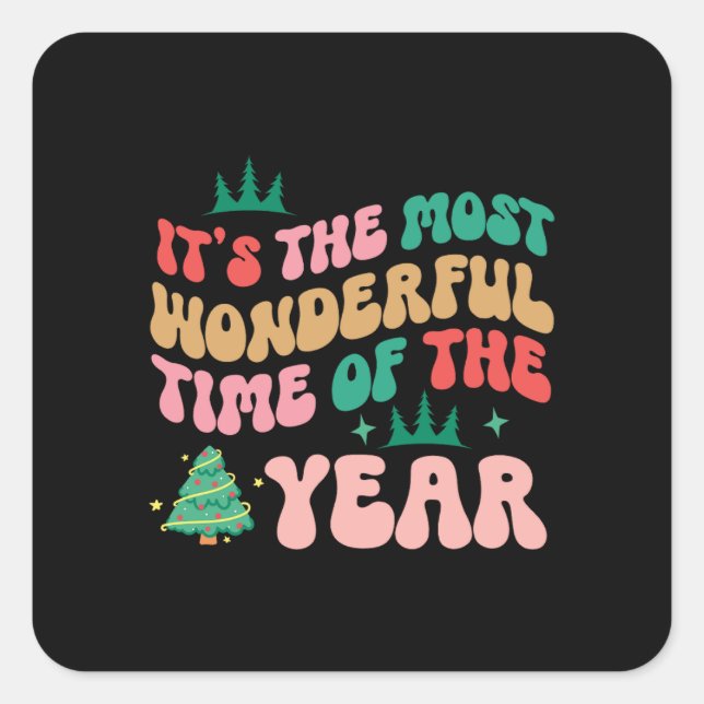 Sticker Carré Cadeau De Noël C'Est Le Moment Le Plus Merveilleux (Devant)