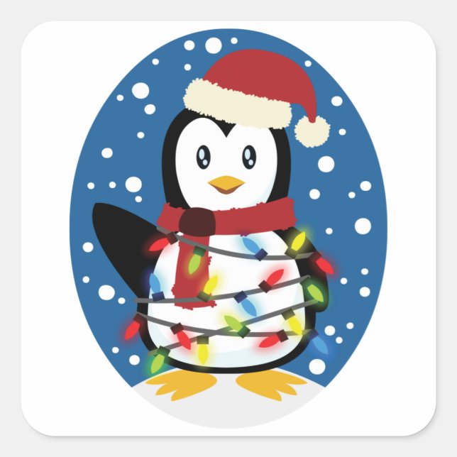 Sticker Carré Cadeau de Noël de Noël de Père Noël (Devant)