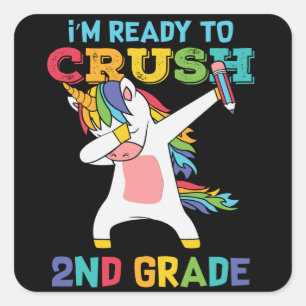 Sticker Carré Cadeau de première journée d'école pour élève de 2