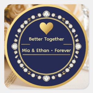 Sticker Carré 💙 Cadeau de remerciement de mariage Cœur Diamant