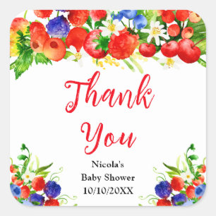 Sticker Carré Cadeau de Remerciement pour Baby Shower de Bébé au
