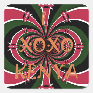 Sticker Carré Cadeau de voyage kenyan - Conception de câblage et