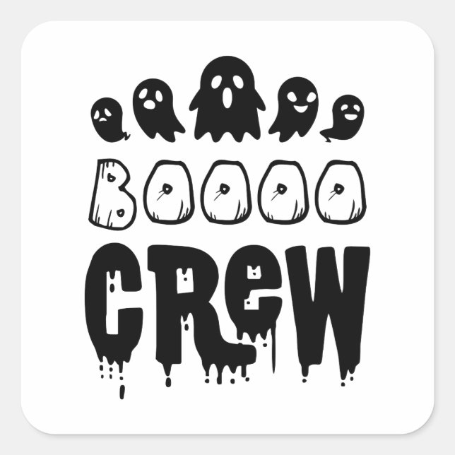 Sticker Carré Cadeau d'Halloween de Boo Crew (Devant)