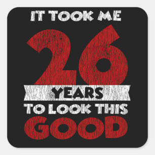 Sticker Carré Cadeau drôle d'anniversaire 26 ans vintage