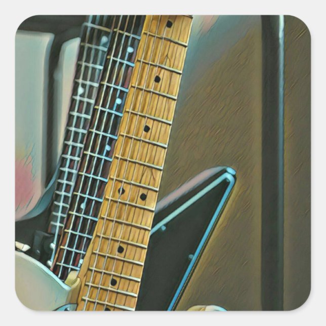 Sticker Carré cadeau guitare pour fête des pères (Devant)