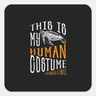 Sticker Carré Cadeau Halloween Ceci Est Mon Costume Humain
