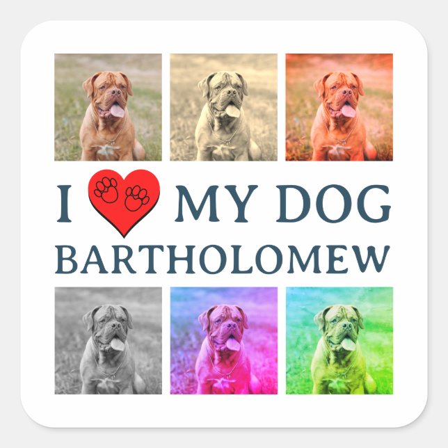 Sticker Carré Cadeau personnalisé d'art pop pour chien pour amat (Devant)