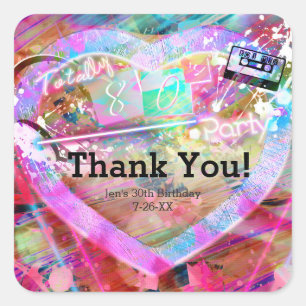 Sticker Carré Cadeau personnalisé de fête de coeur amusant et lu