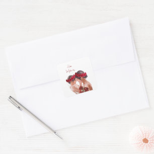 Sticker Carré Cadeau Personnalisé Floral Chaleureux