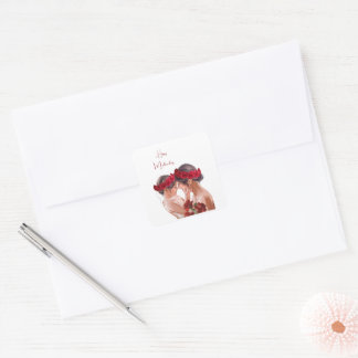 Sticker Carré Cadeau Personnalisé Floral Chaleureux