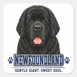 Sticker Carré 🐾 Cadeau pour amateur de Terre-Neuve 🐾