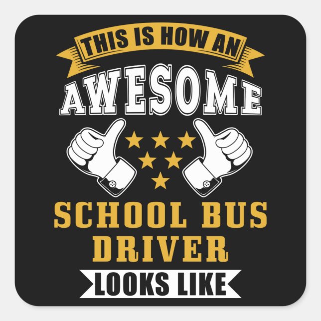 Sticker Carré Cadeau pour chauffeur de bus scolaire (Devant)