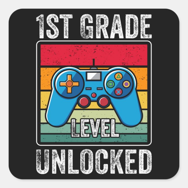 Sticker Carré Cadeau pour élève de première année : jeu vidéo dé (Devant)