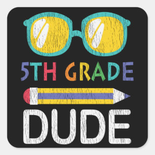 Sticker Carré Cadeau pour un gars de 5e année pour la rentrée sc